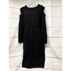 Torrid Black Ribbed Knit Cold Shoulder Midi Dress Size 1 1X Plus Size Sweater